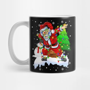 Santa Christmas Dabbing Through The Snow Dabbing Santa Snowman Christmas Lights Mug